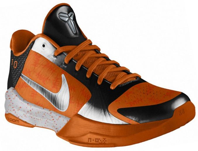 Kobe Bryant basketball shoes pictures: Nike Zoom Kobe V 5 2010 Nike id Edition in colors black and orange