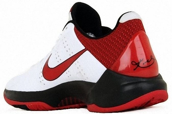 Kobe Bryant basketball shoes pictures: Nike Zoom Kobe V 5 Red and White Edition in colors white, black and red