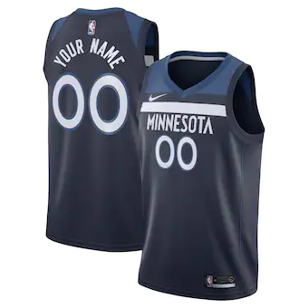Custom Minnesota Timberwolves Nike Navy Authentic Jersey